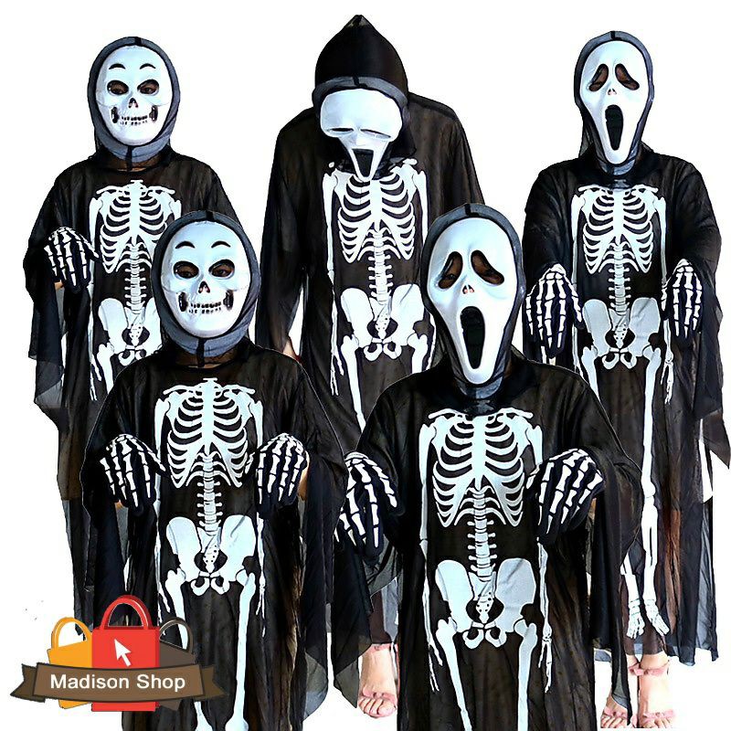 Kostum Tengkorak Anak Dewasa Murah Pesta Kostum Halloween Skull Cosplay