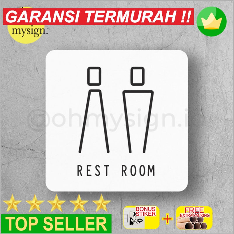 

Murah Sign Rest Room Toilet WC Akrilik UV Print Modern Label Toilet Signage Keren