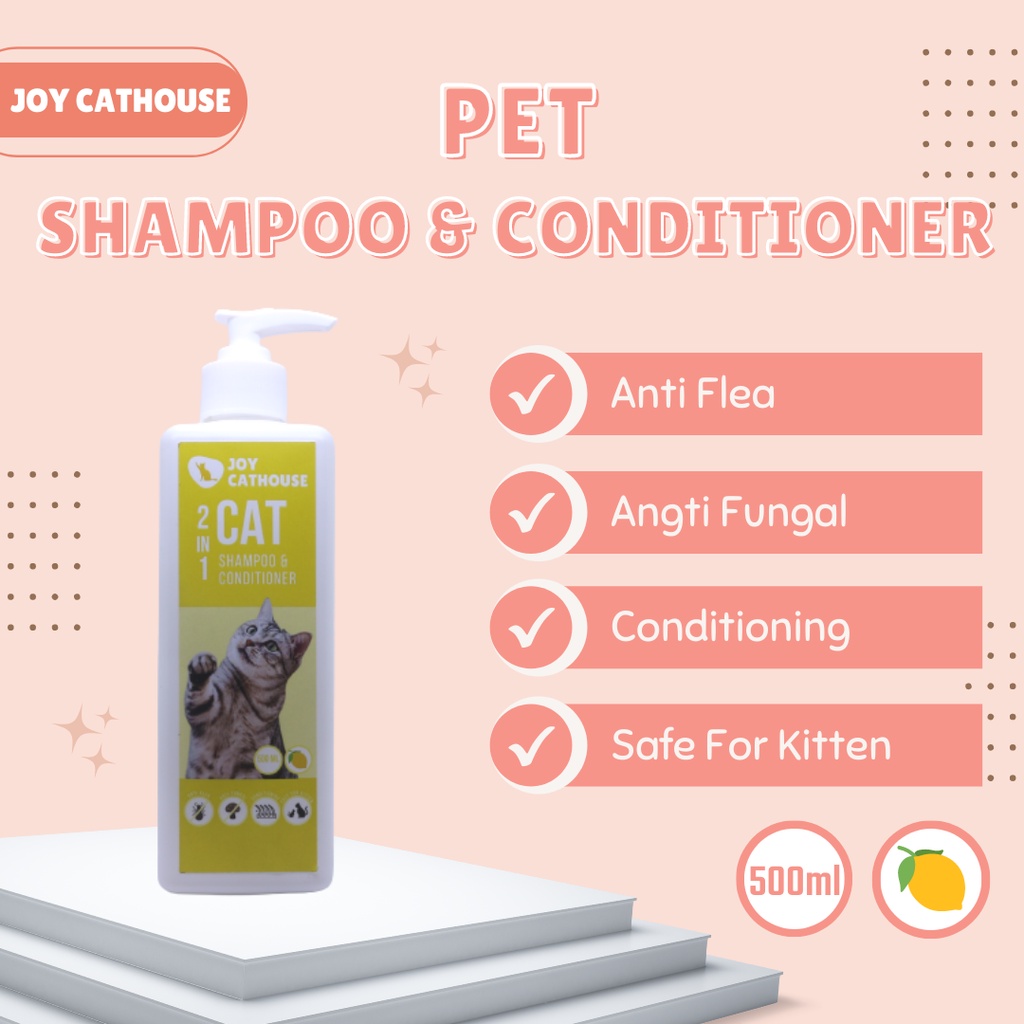 Shampo Joy Cathouse 500ml Sampo Anti Kutu Jamur Shampo Kucing, Anjing dan Hewan Berbulu Lainnya.