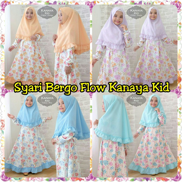 terlaris termurah Syari Bergo Flow Kanaya Kid - Biru  pesta ulang tahun sekolah