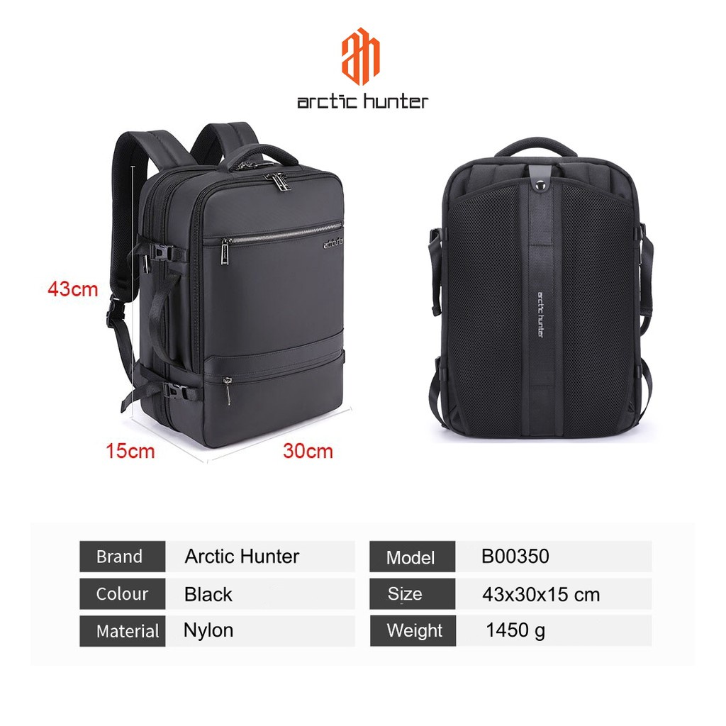 B00350 Tas Arctic Hunter Pria Ransel Laptop 17&quot; USB Expandable RFID