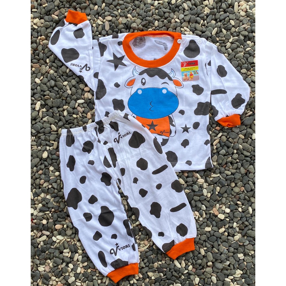 baju anak murah (PP 92) lucu cow setelan panjang 3-18bulan (RIB RANDOM)