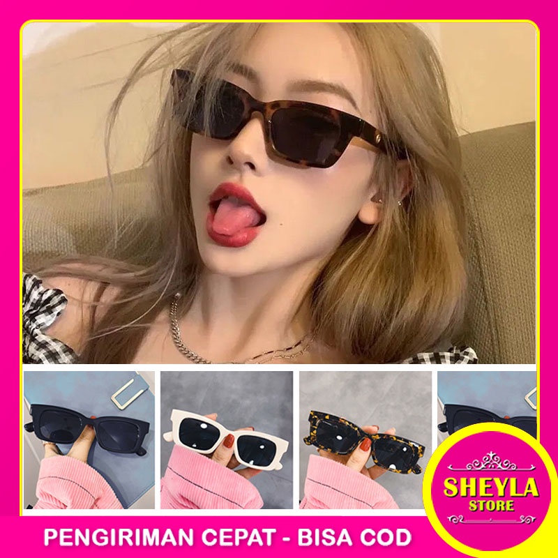 Kacamata Hitam Pria Wanita Korea Fashion / Kacamata Retro Persegi Import Kekinian / Sunglasses  Import Korea / TV-10