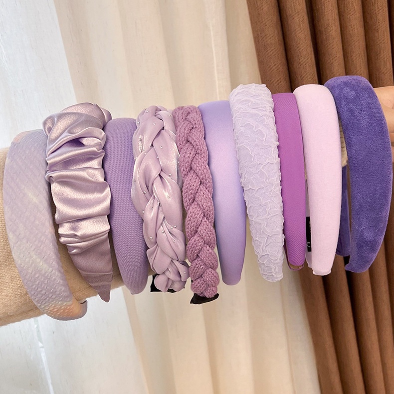 BANDO KAIN VARIAN WARNA UNGU MOTIF BANDANA PURPLE HEADBAND SATIN SILK COTTON HAIR BAND BENDO AKSESORIS RAMBUT LEBAR HAIR ACCESSORIES
