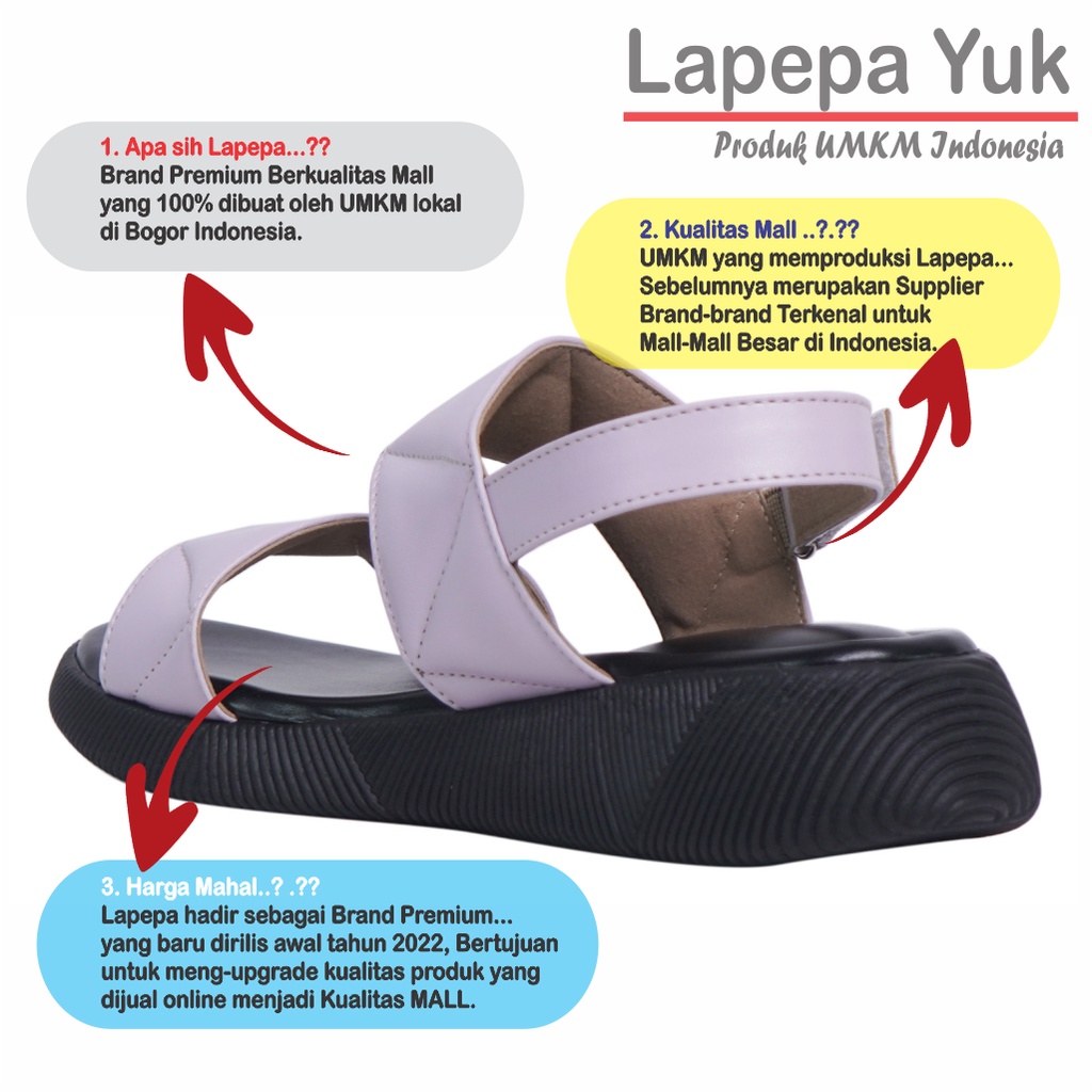 LAPEPA YUK -  Sepatu Sandal Wanita Wedges JOVANKA Model Ban dua Tali Strap belakang Hak Tinggi Sole 4 cm Spatu Sendal Gunung Cewek  Size 36 37 38 39 40 41 Warna LILAC Ungu Soft Cewe Kekinian Premium Terbaru Shoes Ori Original Mall Official Store Promo