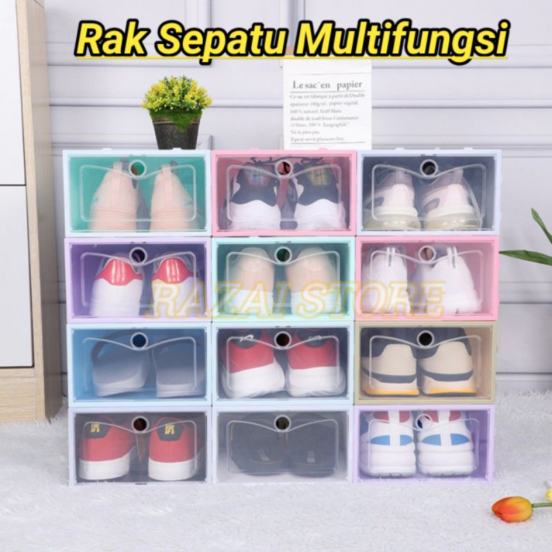 Rak Sepatu Transparan Rak Sepatu Serbaguna Shoes Box Kotak Sepatu Serbaguna