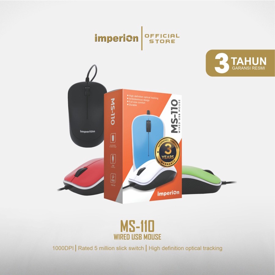 Imperion MS-110 Wired USB Mouse - Mouse Komputer/Laptop Kabel USB