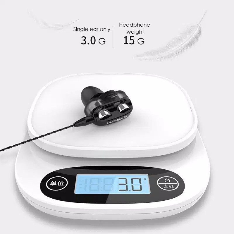 Earphone In-Ear Stereo 4D Super Bass dengan Mic + Kabel Jack 3.5mm - Type Sport