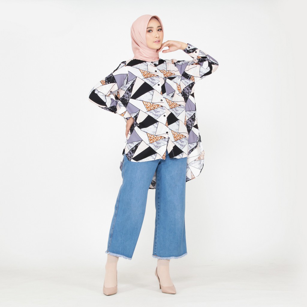 Kemeja Wanita Busui LD 120 Jumbo Bahan Rayon Viscose-KM 03