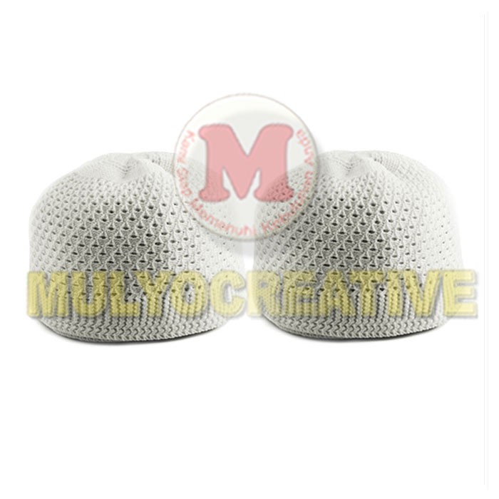 Peci Rajut Kain Dewasa - Kopiah Lipat Warna Putih Rajut Grosir