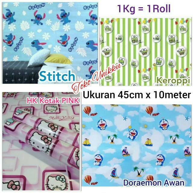  Wallpaper  Dinding  Sticker 10 m x 45 cm Keroppi Doraemon 