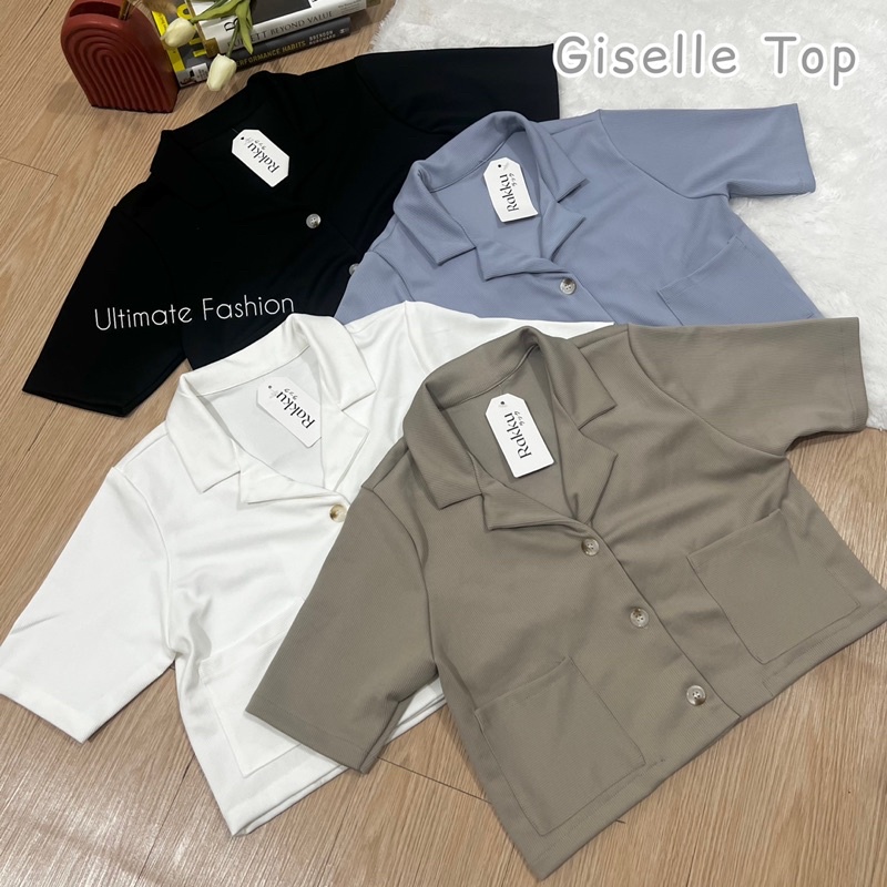 Giselle Top - Kemeja Crop Capri Knit - Outer Crop - Atasan Wanita Import