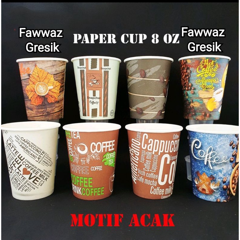 Paper Cup 8 oz Motif - Gelas Kertas Motif 50 Pcs Gelas Kopi Kertas