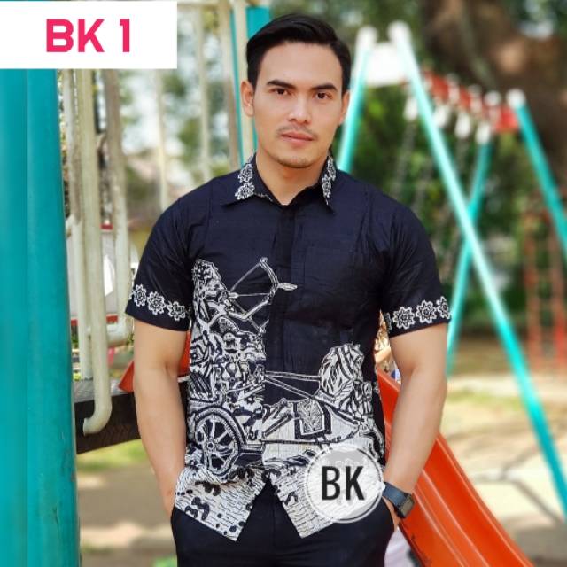 BATIK PRIA LENGAN PENDEK HEM HITAM MANIS BATIK DUONG BATIK NAKULA BATIK PEKALONGAN KEMEJA LENGAN PENDEK M L XL