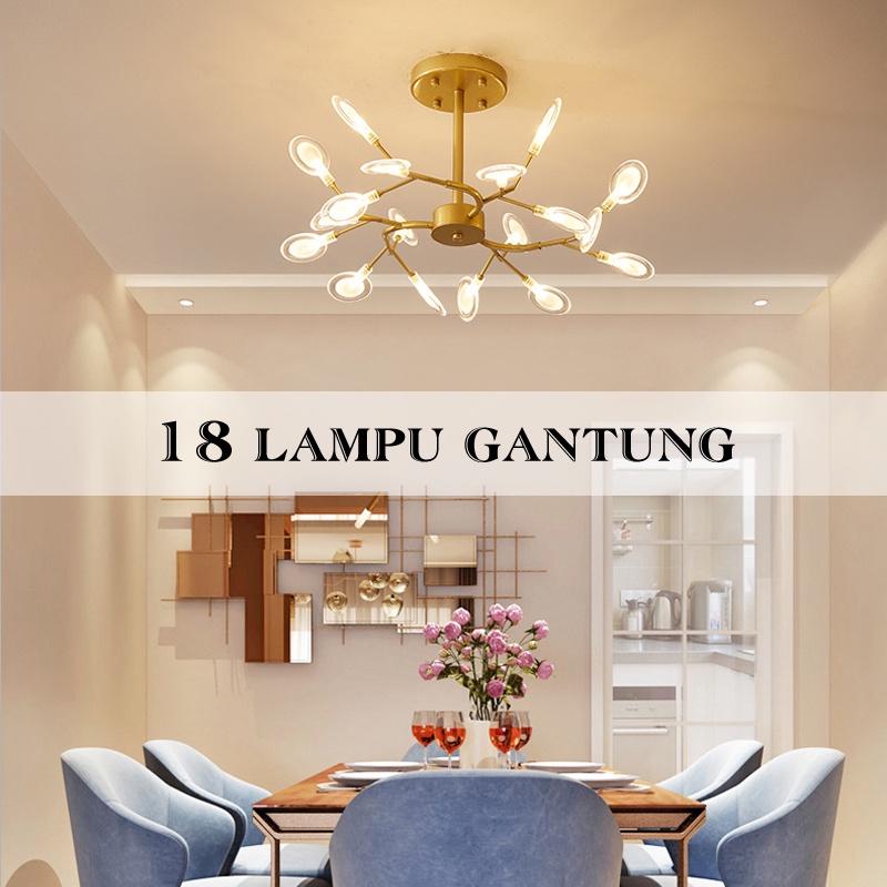 ✨Garansi &amp; COD✨Lampu Hias Gantung Desain Kunangkunang Gaya Modern Antik Untuk Ruang Tamu / Kamar Tidur Termasuk bola G4 lampu 18/30/45 kepala-cahaya hangat