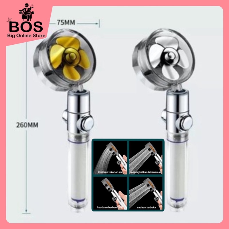 BOS - HAND SHOWER TURBO | FAN SHOWER ION SPA / KEPALA KRAN AIR MANDI BALING