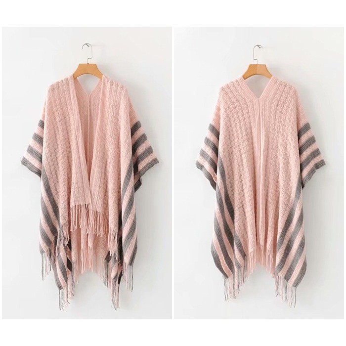 [baju wanita korea]  Kardigan Cardigan Rajut Knit Rumbai Wanita Korea Import Pink