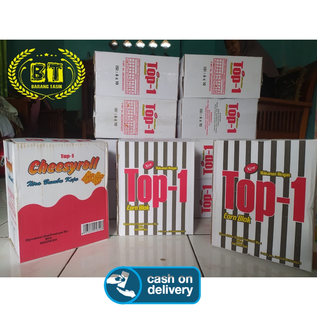 

MAKANAN RINGAN SNACK TOP 1 / BERHADIAH UANG (1 Dus isi 6 Renteng / 60 Pcs)