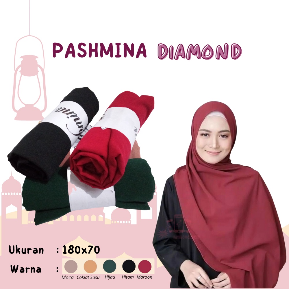 Hijab Pasmina Diamond 180 x 70 Polos Adem Dipakai Sehari-Hari / Pashmina / Kerudung pashmina / Hijab Pasmina / Jilbab Pashmina