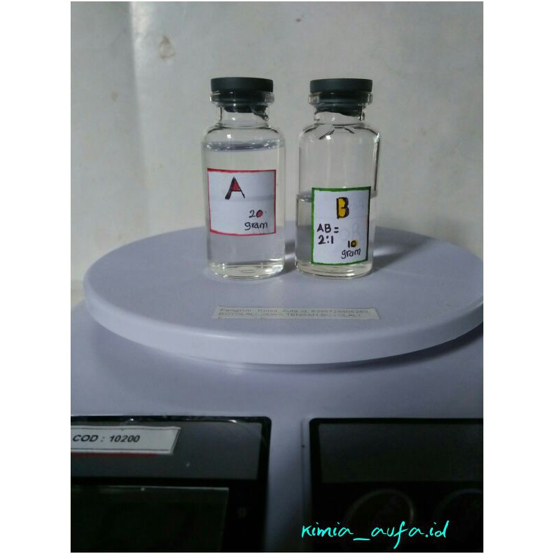 epoxy resin lem clear coating Art&Hardener Lem ring guide joran pancing A:B=2:1