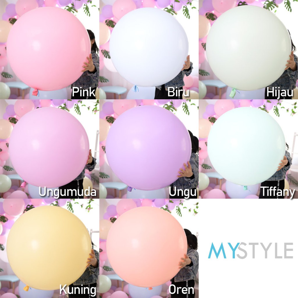 BALON LATEX PASTEL JUMBO 36 INCH 1PC BALON LATEX WEDDING BALON LATEX MURAH TEBAL