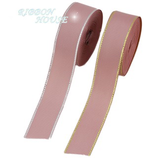  10 Yard Lot Pita  Grosgrain  Pink Emas Perak untuk 