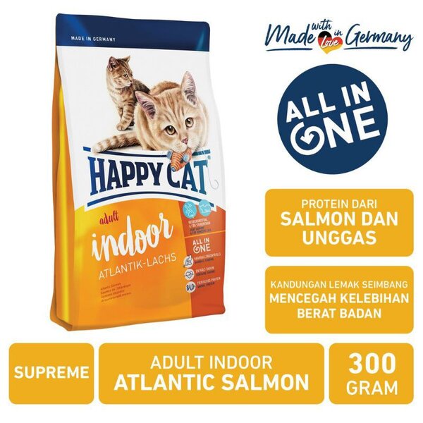 Happy Cat Supreme Adult Indoor Atlantic Salmon 300 gr Makanan Kucing