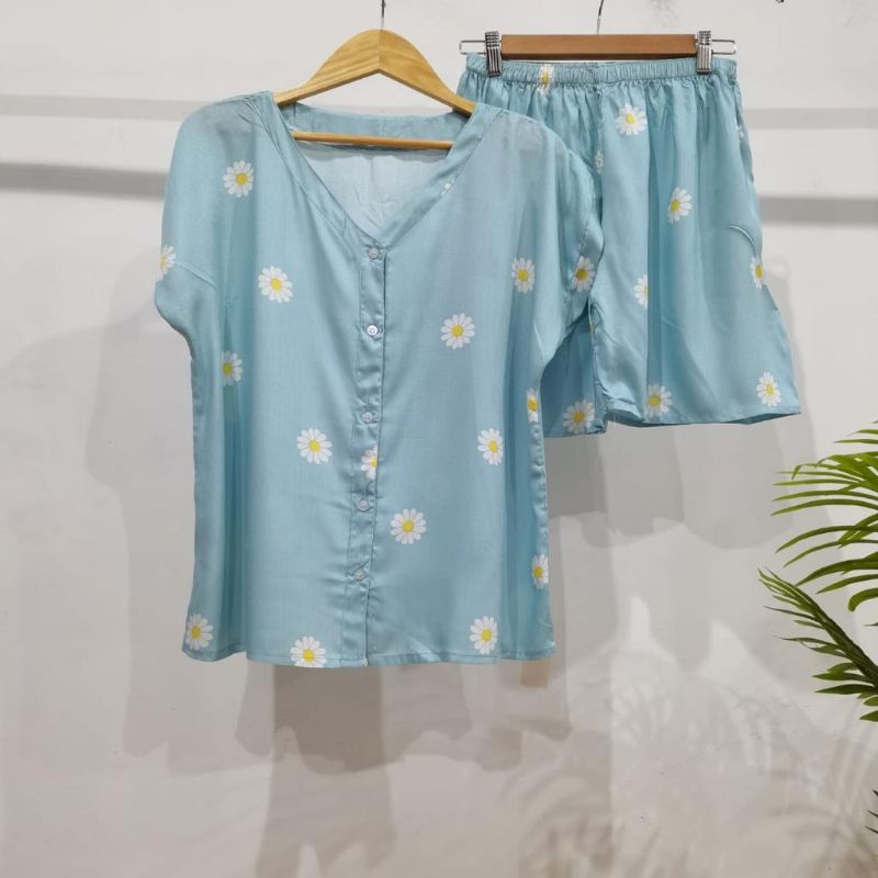 PIYAMA KANCING PENDEK HITS PIYAMA KANCING BUSUI | PIYAMA RAYON | HOMEWEAR-PD NK 51