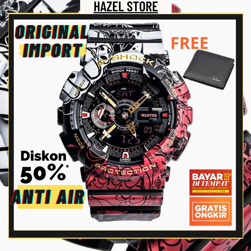 CASIO G-SHOCK One Piece X Dragon Ball Dual Time Water resistant Jam Tangan Pria Import Sport Watch