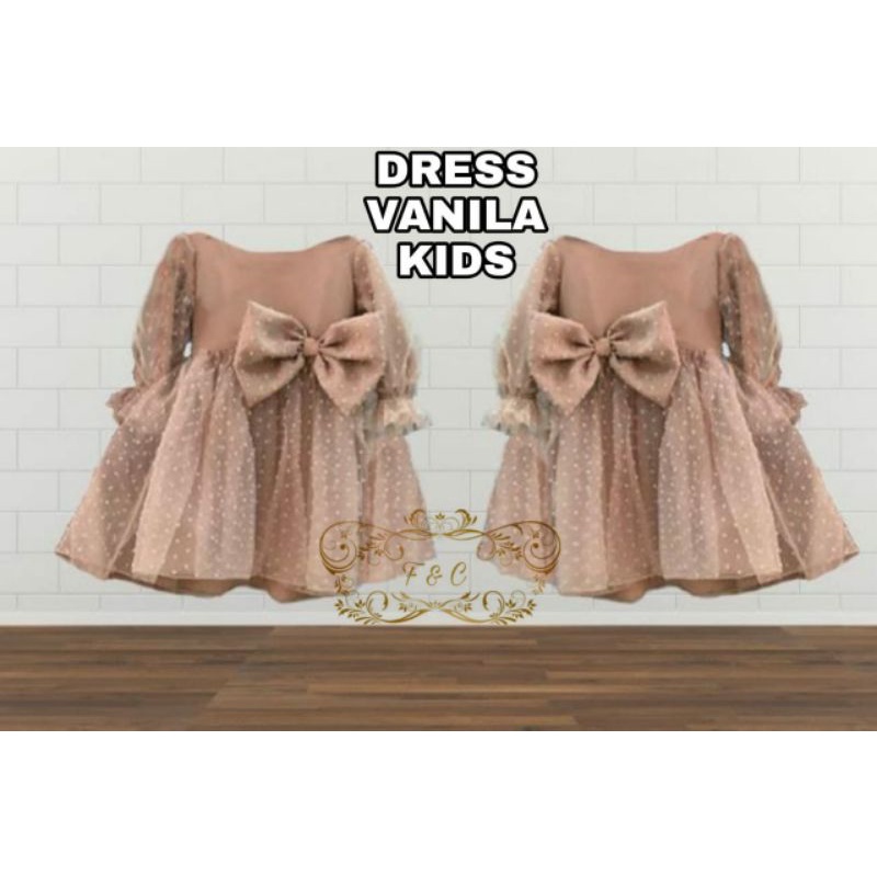 DRESS VANILA KID ANAK, MOSCREPE TILE, MAXY DRESS