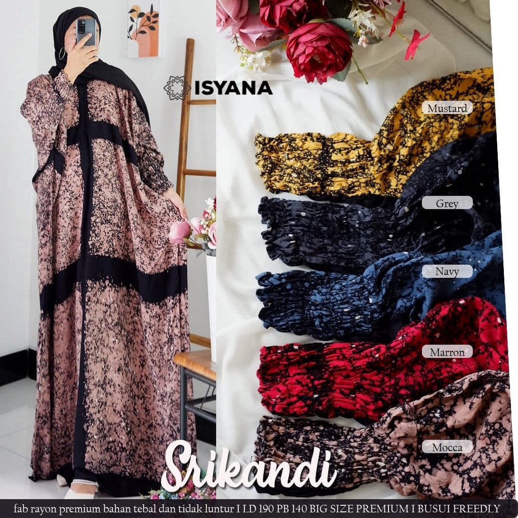 srikandi maxy dress pakaian baju gamis longdress maxi dres syari rayon adem motif jumbo xxxxxl big o