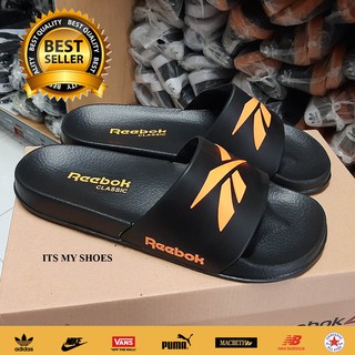  Sandal  Slop Karet Pria  R3ebok Import  Hitam Orange Bahan 