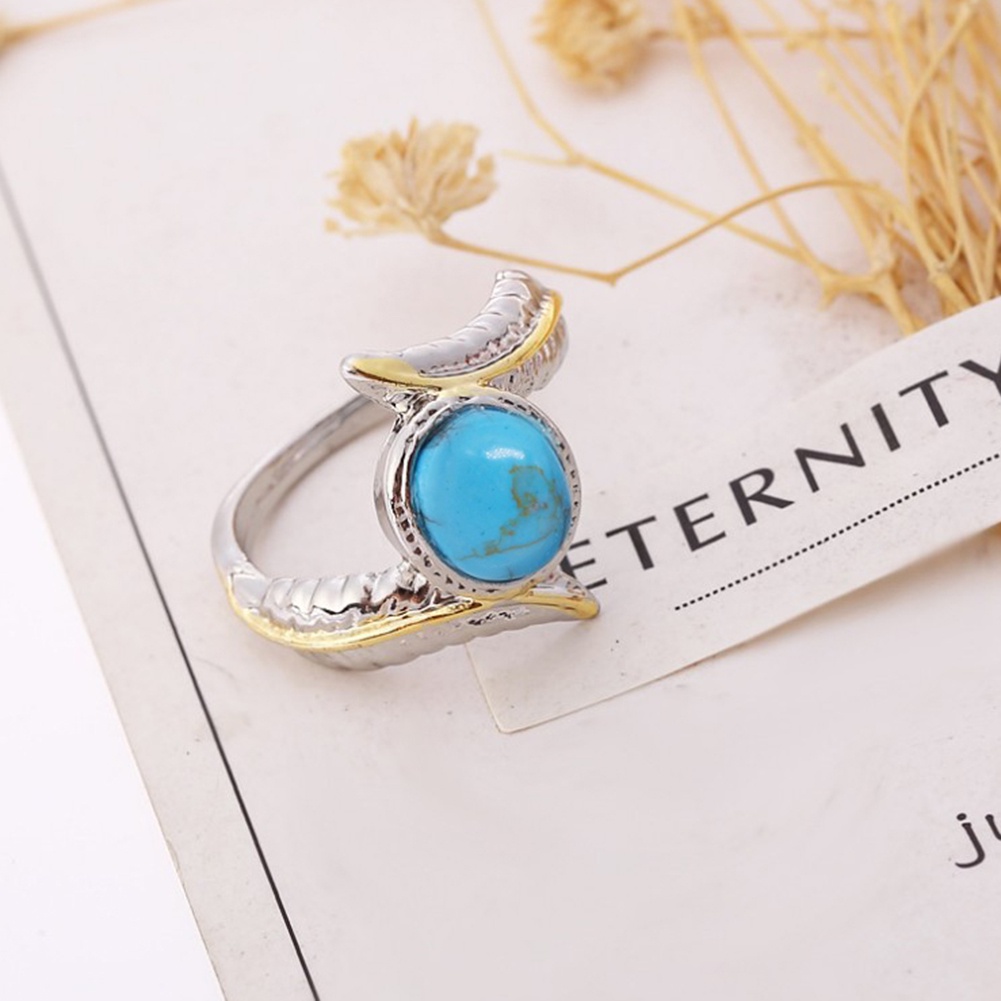 Hu Hu Hu Hu Hu Alat Bantu Pasang Kacamata♡ Cincin Wanita Desain Bulu Hias Turquoise Imitasi Gaya Mewah Untuk Cocktailpestahadiah