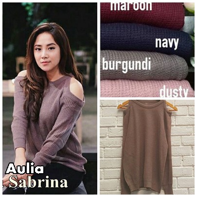 Atasan Wanita Rajut Aulia Sabrina Sweater Baju Rajut Wanita