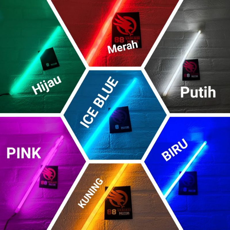 Lampu Alis Fleksibel 30CM Mode Diam Waterproof Anti Air Universal Semua Motor Bisa - Lampu Alis Motor Mobil Universal Warna Merah - Biru - Kuning - Putih - Pink - Hijau - Ice Blue