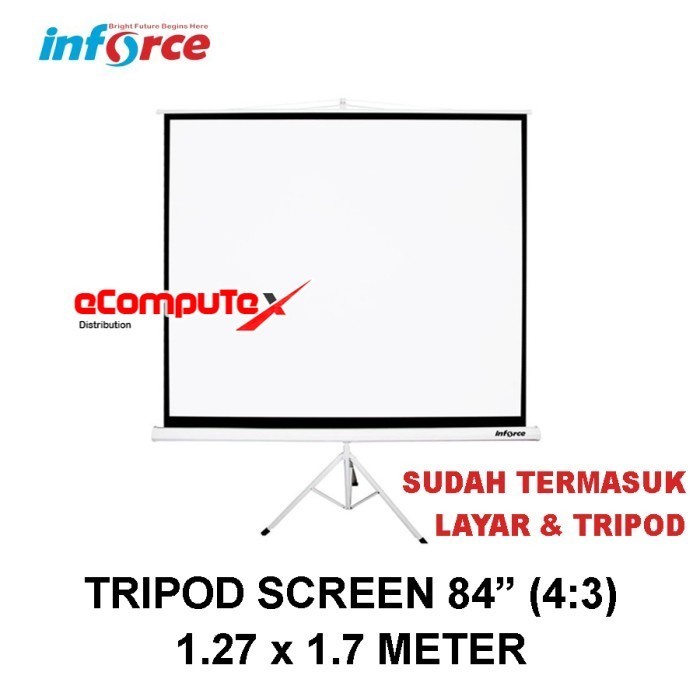 LAYAR PROYEKTOR INFORCE 84&quot; / TRIPOD SCREEN PROJECTOR 84 INCH 4:3