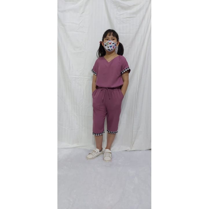 BAJU ANAK PEREMPUAN/BLAKSI SETELAN ANAK PEREMPUAN/MODEL TERBARU/SETELAN COMBI KOTAK UMUR 7-10 TAHUN