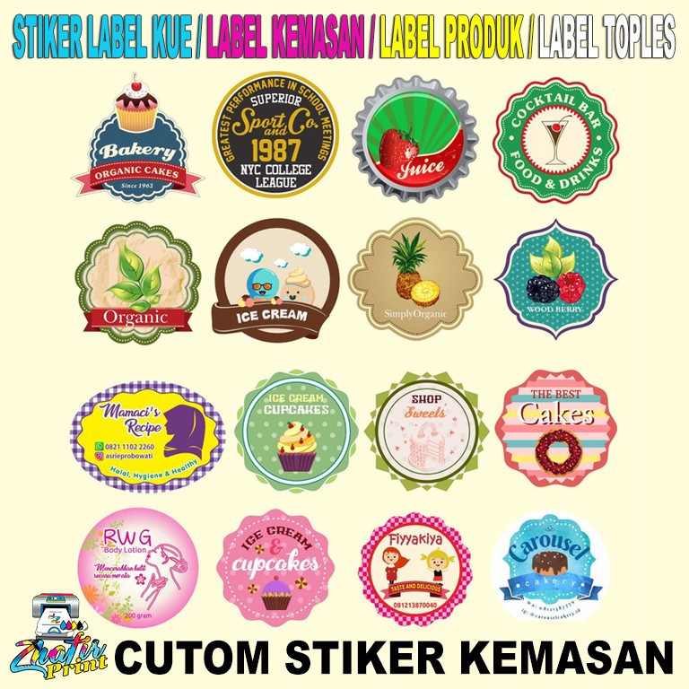 Cetak Stiker/ Buat Stiker/ Stiker Label Makanan Minuman/ uk. 2x2 CM