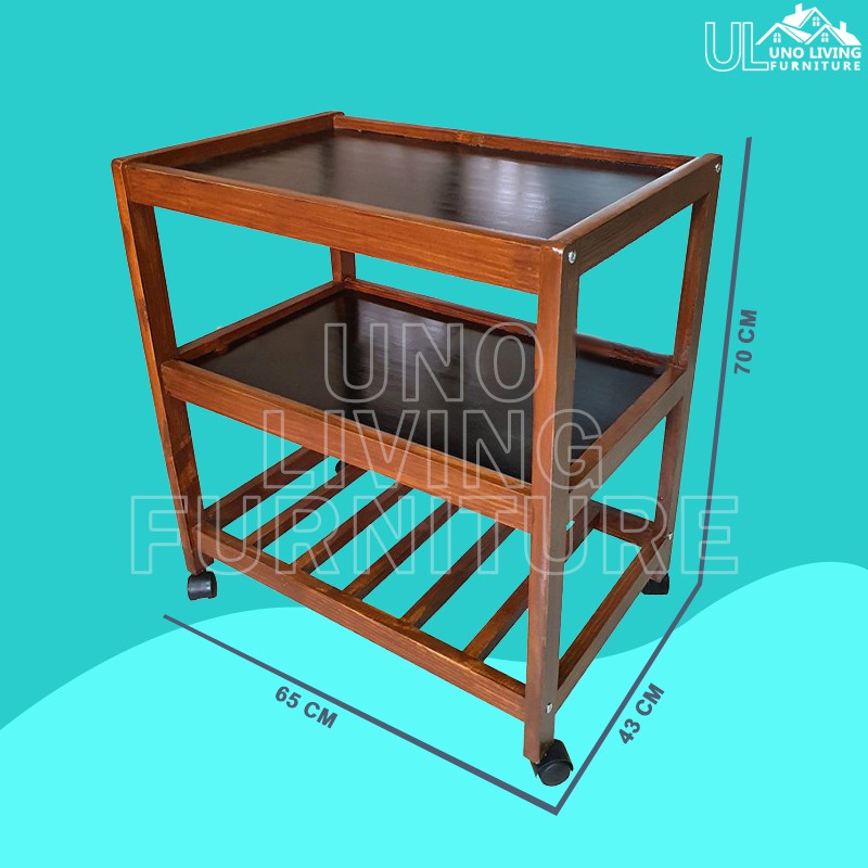 MEJA RAK DORONG TV DISPENSER 3 SUSUN DENGAN RODA MINIMALIS RAK MINIMALIS