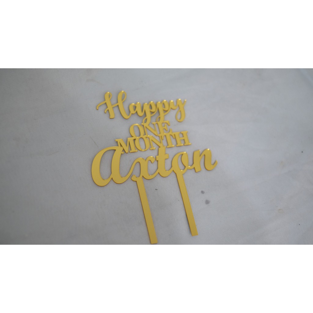 Cake Topper - Gold Mirror (BISA CUSTOM) - Rose Gold Ready