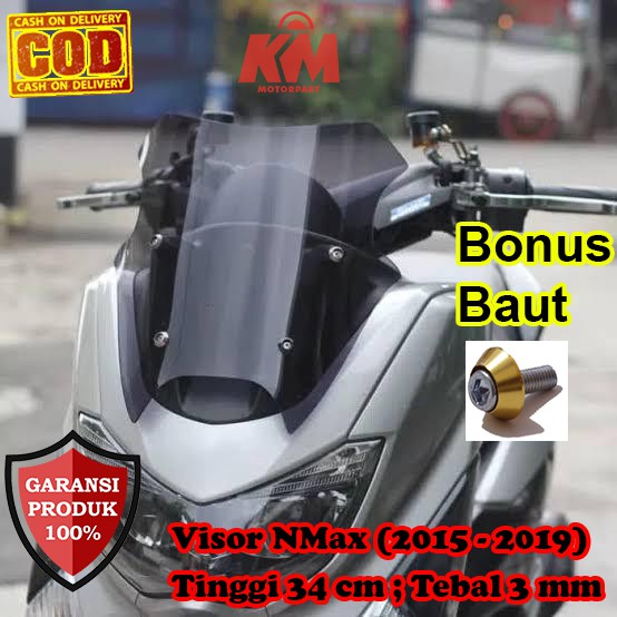 Visor Windshield NMAX Old Lama Ocito N Max 2017 2018 2019 Bahan Mika Tebal 2 Mili 3 Mili Tinggi 34 cm MHR