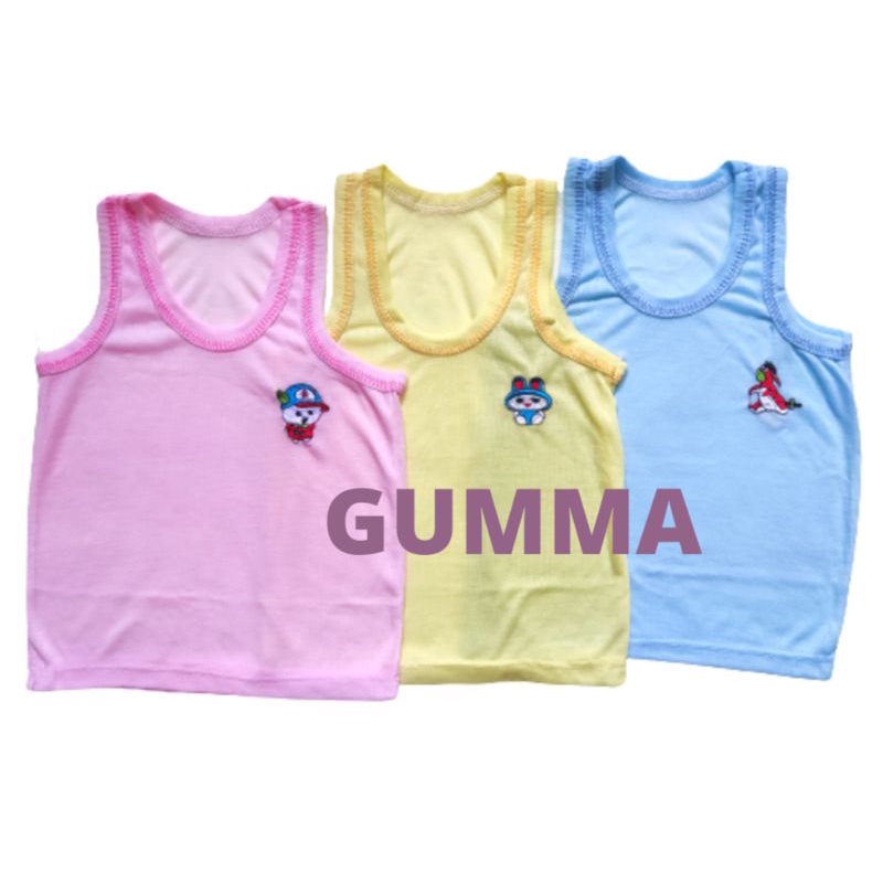 SINGLET ANAK 0 - 3 TAHUN ~ MOTIF BORDIR ~ WARNA SOFT ~ kaos dalam anak ~ singlet yukensi enji ~ kaos