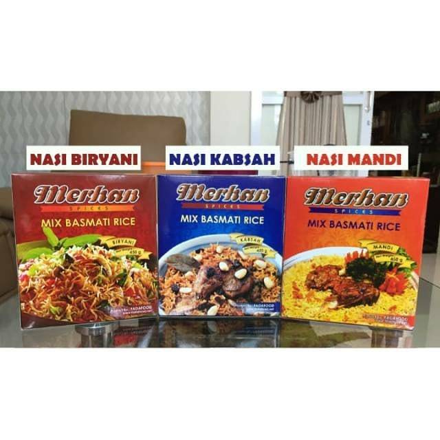 

Bumbu Instant Merhan Kebuli Mandhi Kabsah Biryani Beras Basmati buat Makanan Timur Tengah Arab India