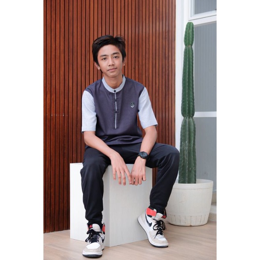 Baju Koko Kurta Anak Lengan Pendek Kombinasi Umur 8 sampai 12 tahun by Ilnaaf