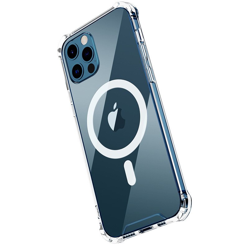 Magnetic ring wireless charging magnetic case for iphone 11 12 13 pro max mini xr x xs max 7 8 plus se 2020 all-inclusive transparent case