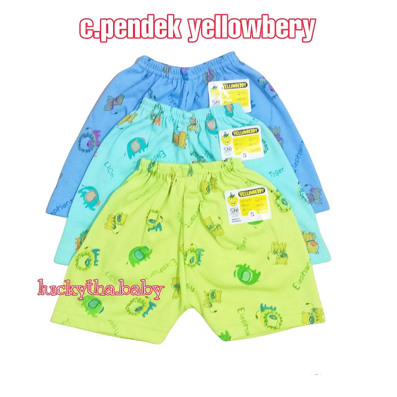 3pc_yellowbery celana pendek anak sni warna ful print/ celana segiempat bayi/ celana pendek bayi