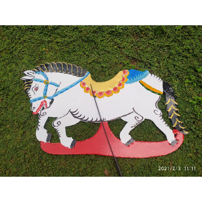 wayang kulit kertas Kuda putih ukuran standar pentas pedalangan