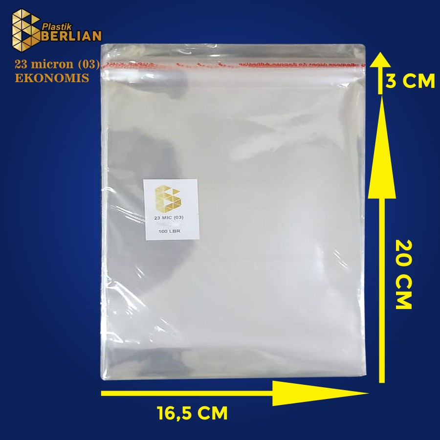 

16,5 x 20 cm Plastik OPP EKONOMIS 23micron (100 lbr) (lem/seal)