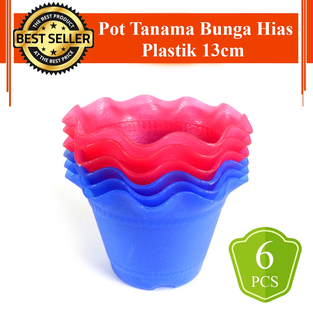 FM - 6 pcs Mercury Pot Bunga Cantik Plastik 13cm - Random Colour / pot bunga mini / isi 6pcs/pot plastik
