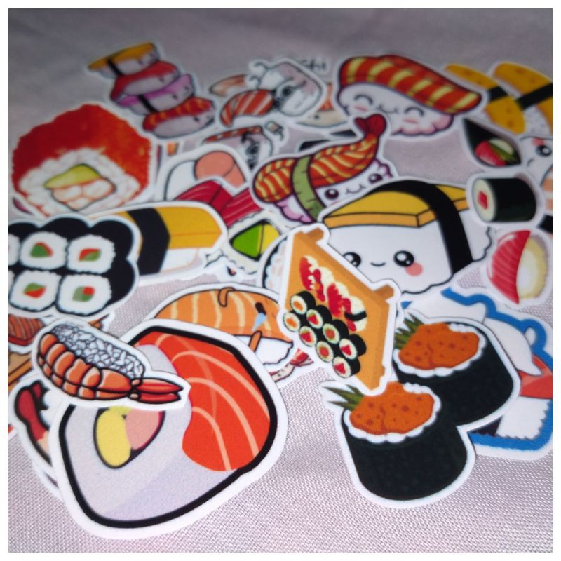 

[30pcs] Sushi Cute Sticker Tumblr (Food Stiker) bisa untuk buku, casing hp, laptop, dll